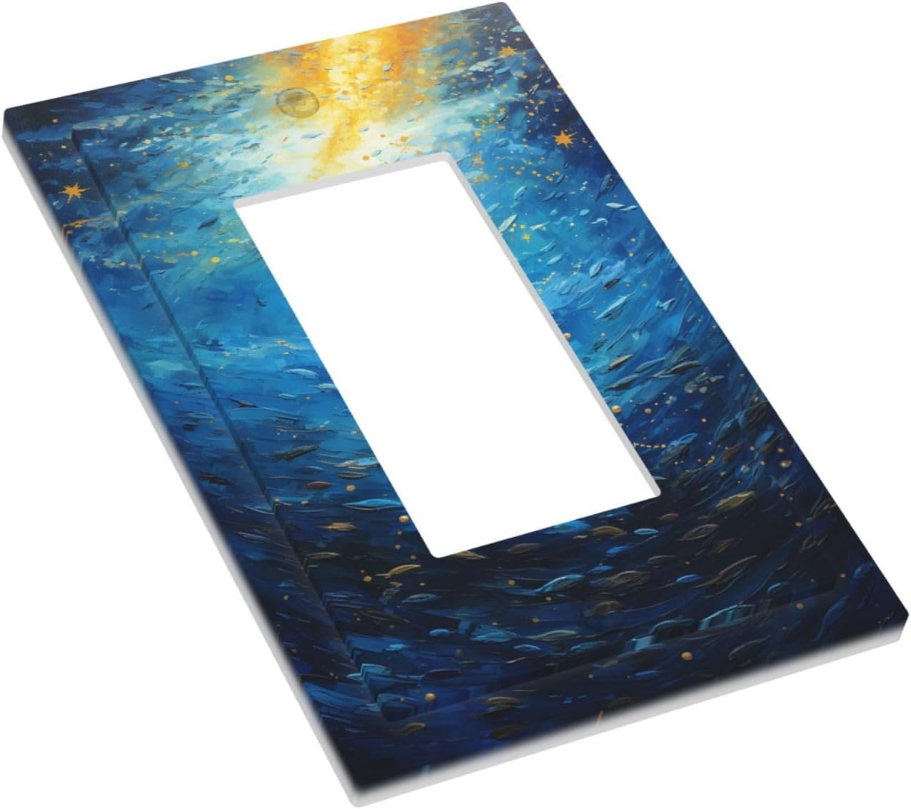 Decorative Outlet Covers Dream Ocean Underwater World Fish Shoal 1 Gang Single Rocker Light Switch Cover Plate Wall Plates GFCI Faceplate for Kids room Nursery Decor
