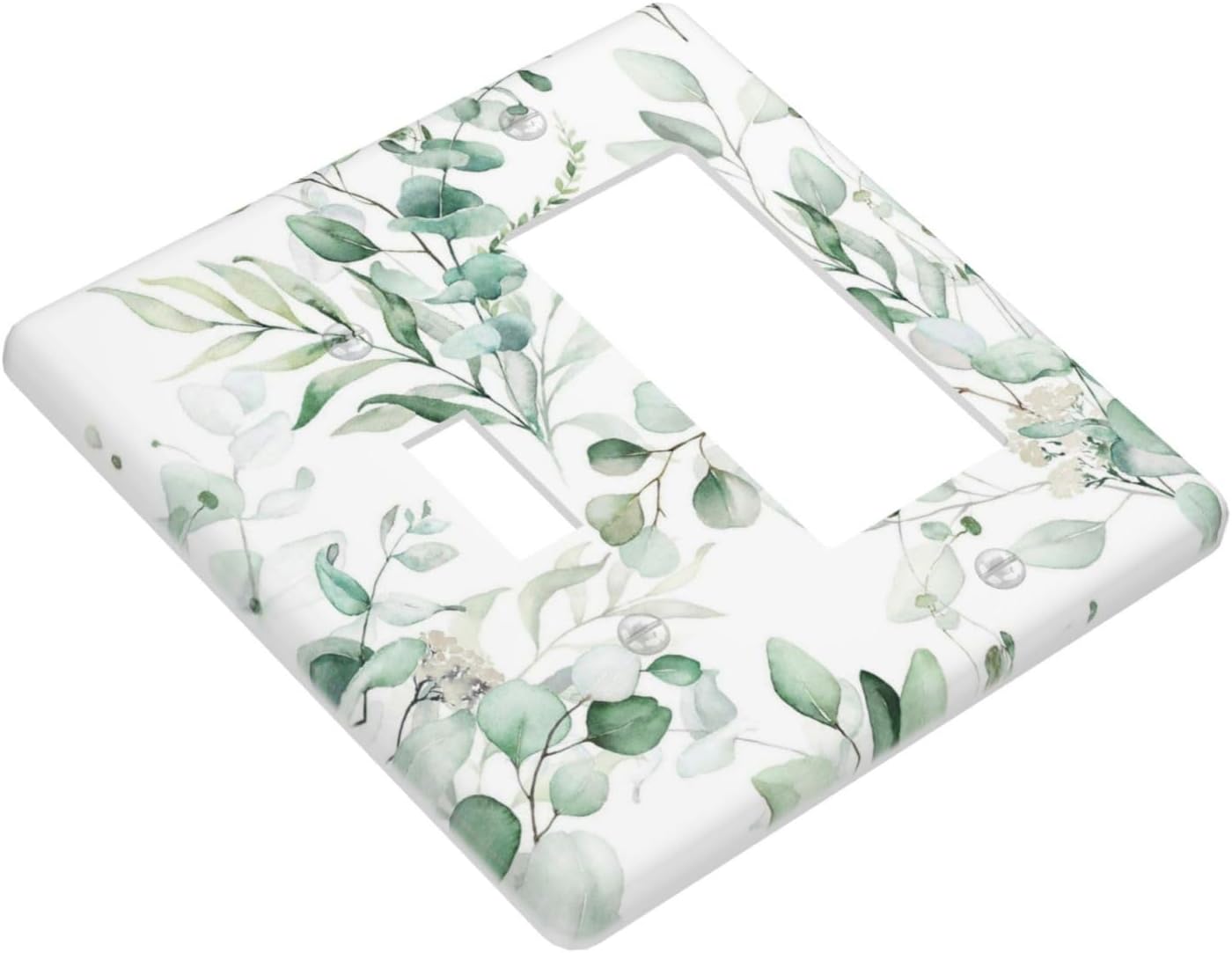 Boho Green Eucalyptus Leaf Floral Plants Flowers Outlet Covers 1 Toggle 1 Rocker Combination Decorative Wall Plate Electrical Switch Plates Light Switch Cover Plate for Bed Room Living Room Decor