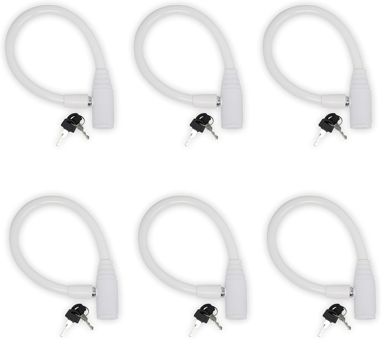 Urban August Child-Proof Refrigerator Lock for Kids & Adults - Lock for French Door Fridge and Cabinet (Small, White, 6 Pack Keyed Alike)
