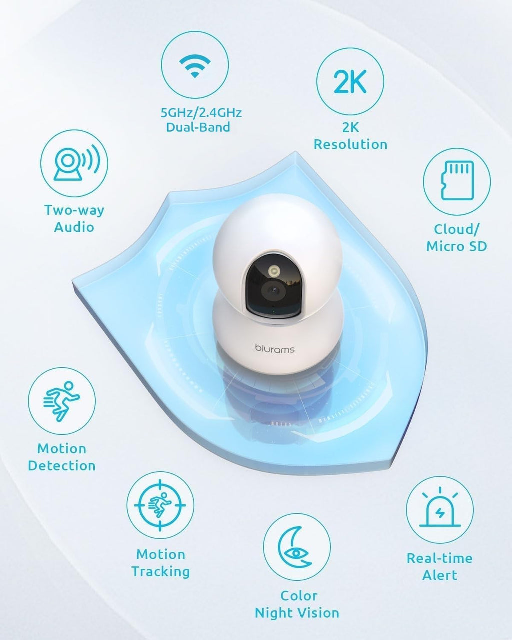 blurams Cameras for Home Security, 2K Pet Camera with Phone App, 5GHz/2.4GHz Dual-Band, 360° PTZ Indoor Cameras, 2-Way Talk, Motion Tracking, Color/IR Night Vision, Cloud&SD, Works with Alexa (4Pack)