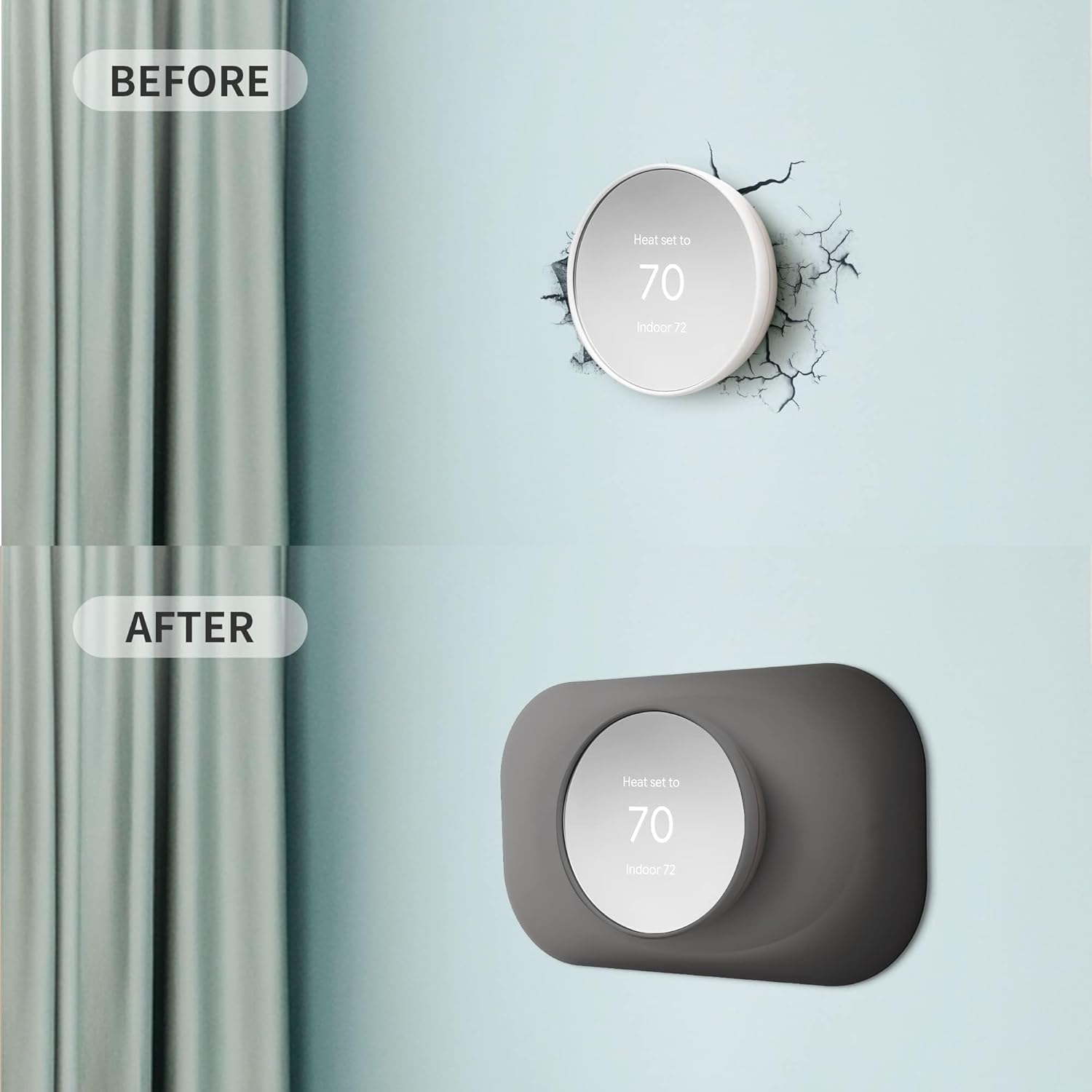 Petrichor Nest Thermostat Wall Plate - Compatible with Google Nest 2020 - Trim Kit, Cover Accessory for Easy Installation (2 Pack Charcoal)