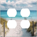 Decorative Outlet Covers Coastal Beach Ocean Seaside View 2 Gang Light Switch Cover Plate Double Duplex Wall Plates for Electrical Outlets Switch Plate Covers for Bedroom Home Decor