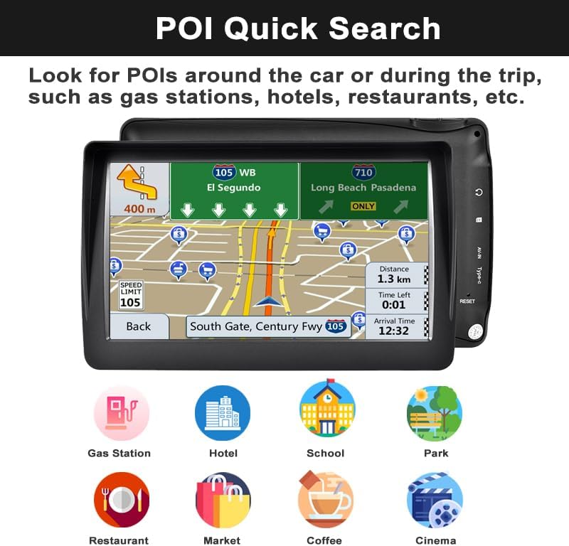 GPS Navigator for Car, Latest 2025 Map 7-inch HD Display 16GB 256MB Satellite Navigation with Sun Visor,Smart Real Voice GPS Guidance，Provides Lifetime Live Map Updates