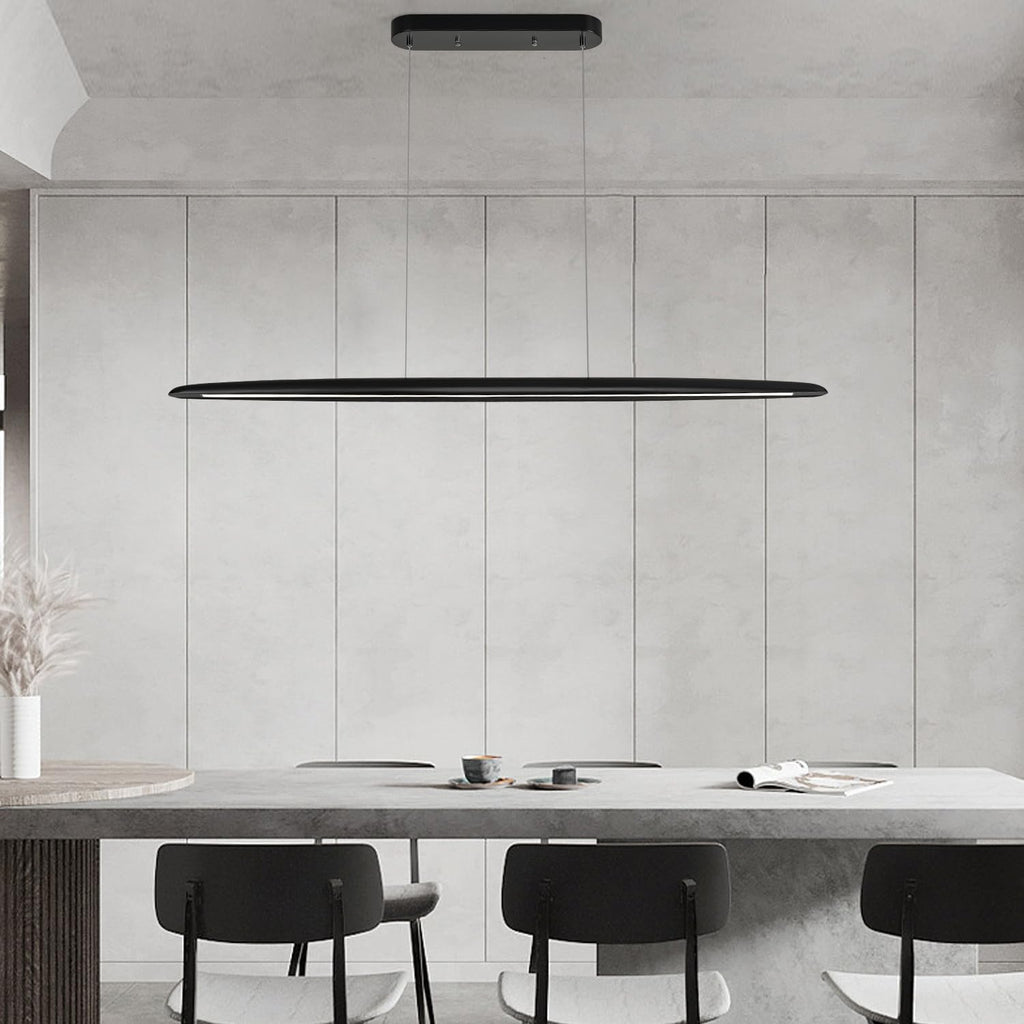 71" Wood Linear Pendant Light Black Linear Pendant Dinning Room Hanging Lights LED Dimmable Chandeliers 50w for Dining Room Pool Table Lights Kitchen Island Light Black