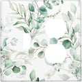 Boho Green Eucalyptus Leaf Floral Plants Flowers Wallplates 1 Toggle 1 Duplex Switch Plate Electrical GFCI Faceplate Decorative Light Switch Covers for Bed Room Living Room Decor
