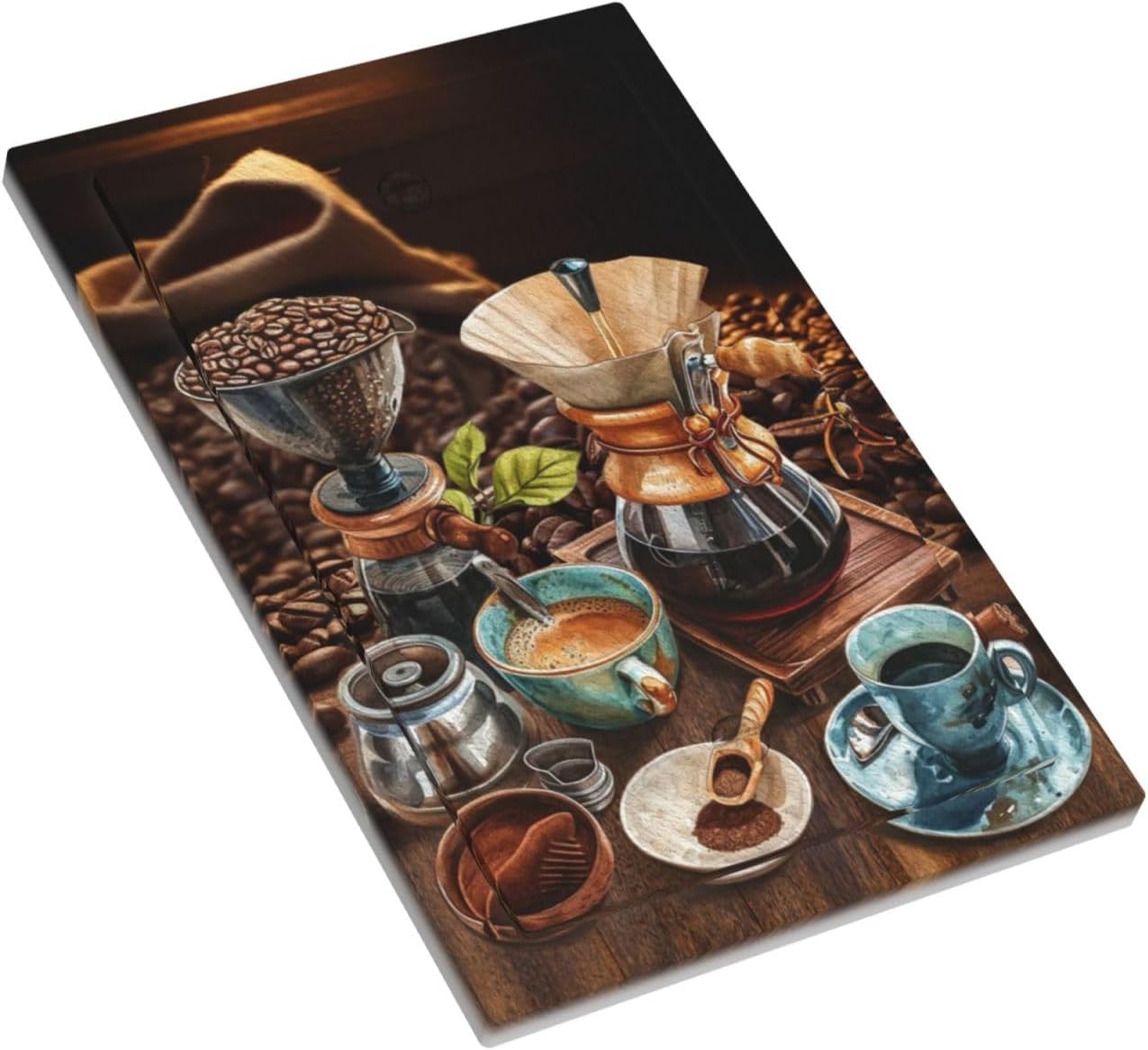 Decorative Light Switch Cover Plate Retro Coffee Maker Beans Cup 1 Gang No Device Single Blank Outlet Covers Wall Plate Cover Switchplate Faceplate for Kitchen Decor