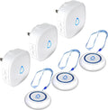 METAK Caregiver Pager Wireless Call Button for Elderly/Senior at Home, 3 Receiver + 3 Button, 1500FT 58 Ringtones Medical Life Alert System for Patients, Disabled, Nurses, Emergency Assistance, White