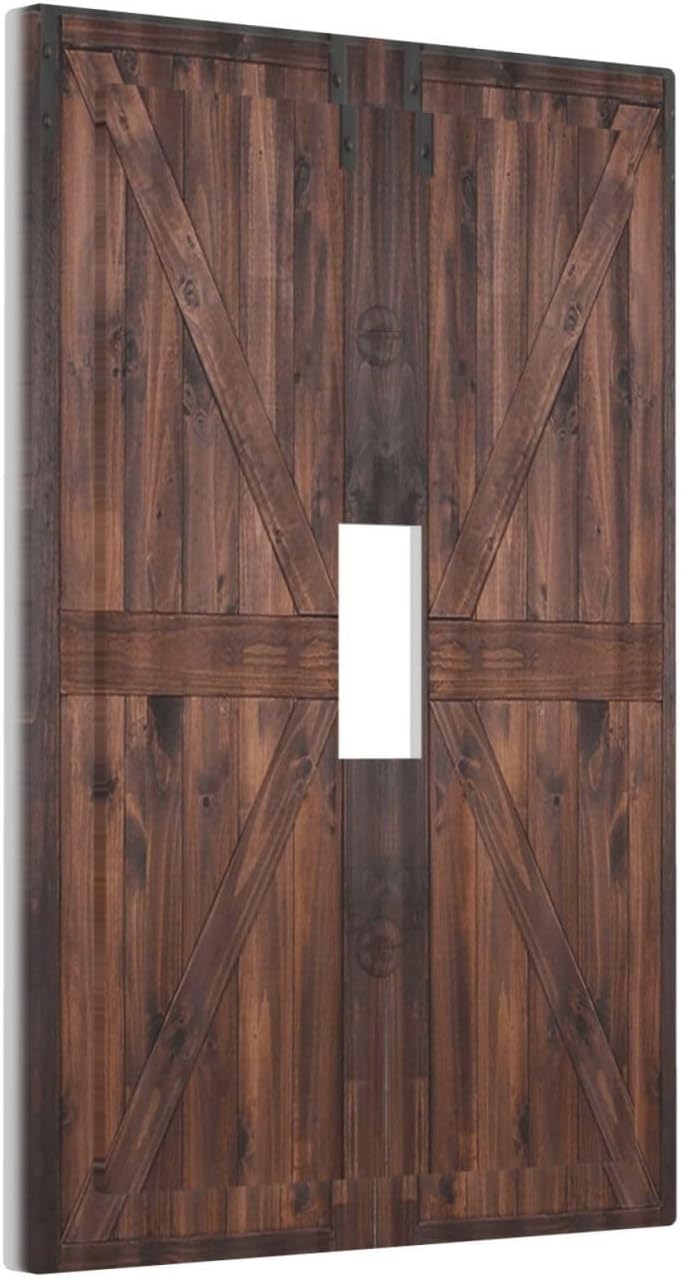 Decorative Light Switch Cover Plate Vintage Brown Farmhouse Barn Door 1 Gang Single Toggle Wall Plates for Electrical Outlets Outlet Covers Switch Plate Covers Faceplate for Bedroom Home Decor
