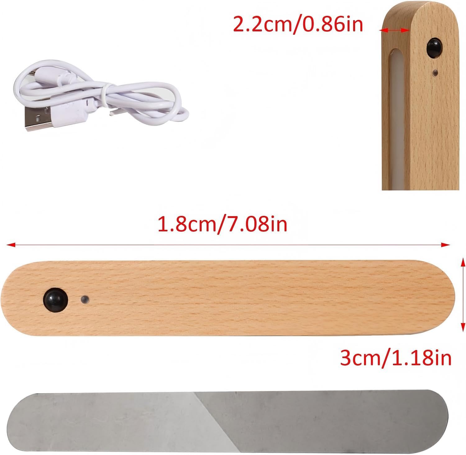 LED Motion Sensor Night Light Battery Operated Wall Light-USB Rechargeable Magnetic Light with Warm White Light for Kids Room Bathroom Cabinet Closet Hallway Comes