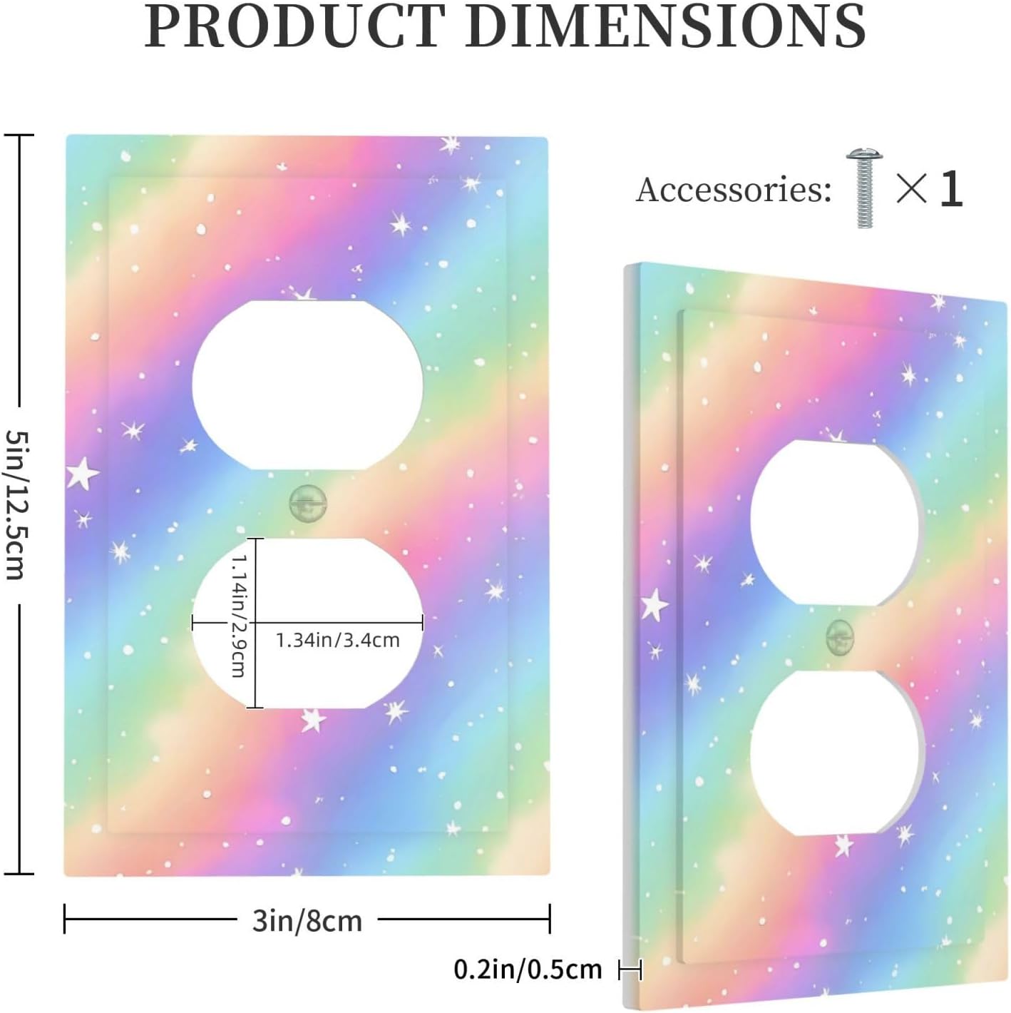 Decorative Outlet Covers Pink Blue Purple Iridescent Rainbow 1 Gang Duplex Light Switch Cover Plate Unique Wall Plates for Electrical Outlets Switch Plate Covers for Bedroom Home Decor