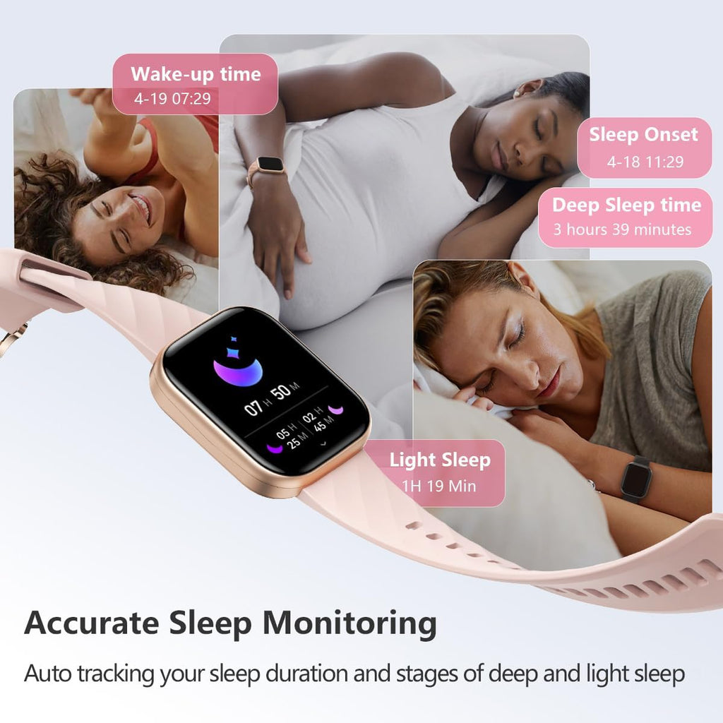 FITVII Health & Fitness Tracker (Answer/Make Calls), Smart Watch with 24/7 Heart Rate and Blood Pressure, Sleep Tracking, Blood Oxygen Monitor, 120+ Sport Modes Activity Tracker for Women Men