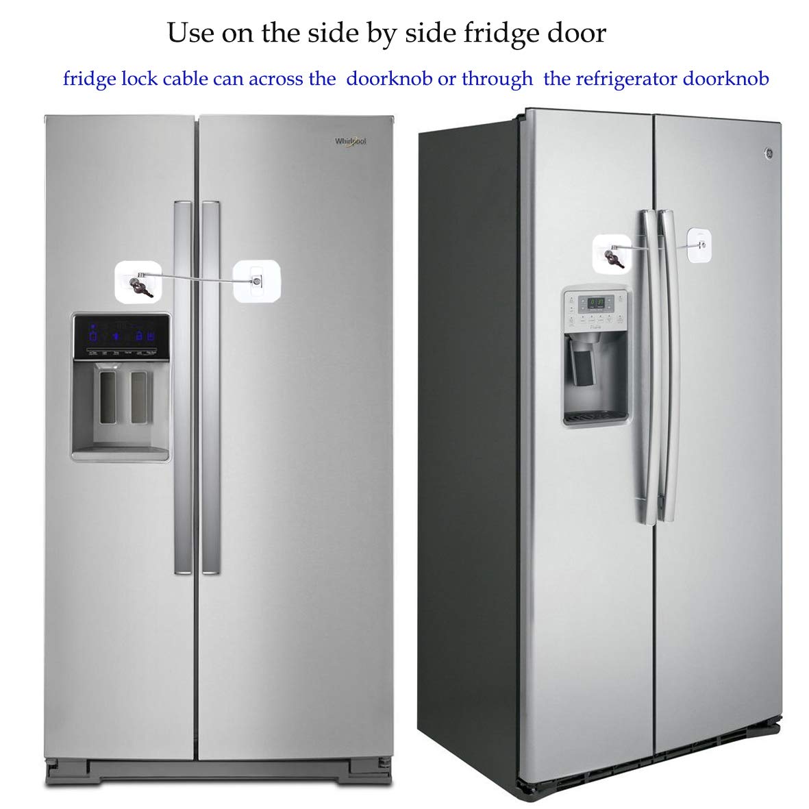 Fridge Lock,Refrigerator Locks,Freezer Lock with Key for Child Safety,Locks to Lock Fridge and Cabinets,White Fridge Lock