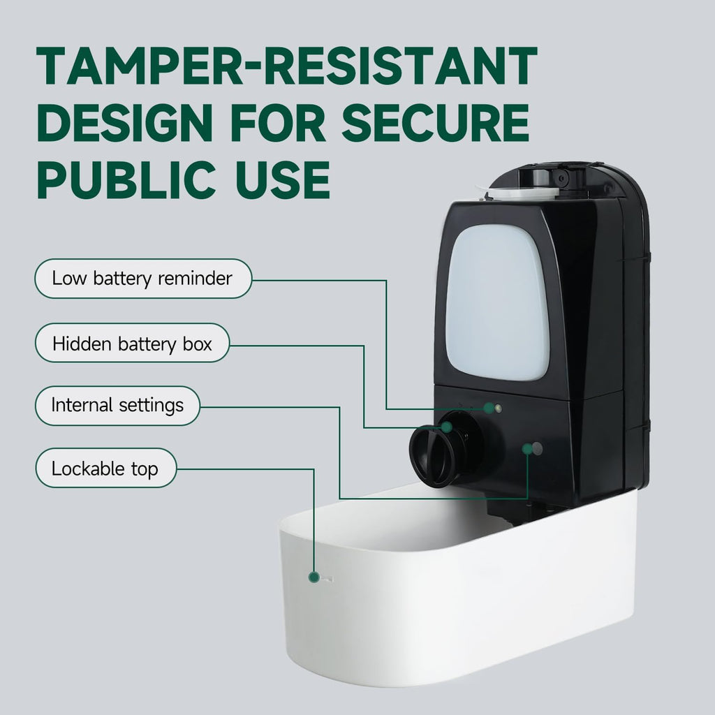 Commercial Automatic Soap Dispenser Large 34oz/1000ml Capacity Wall-Mounted Touchless Liquid Dispenser for High-Traffic Restrooms, Offices, Hospitals Model AD1220S White