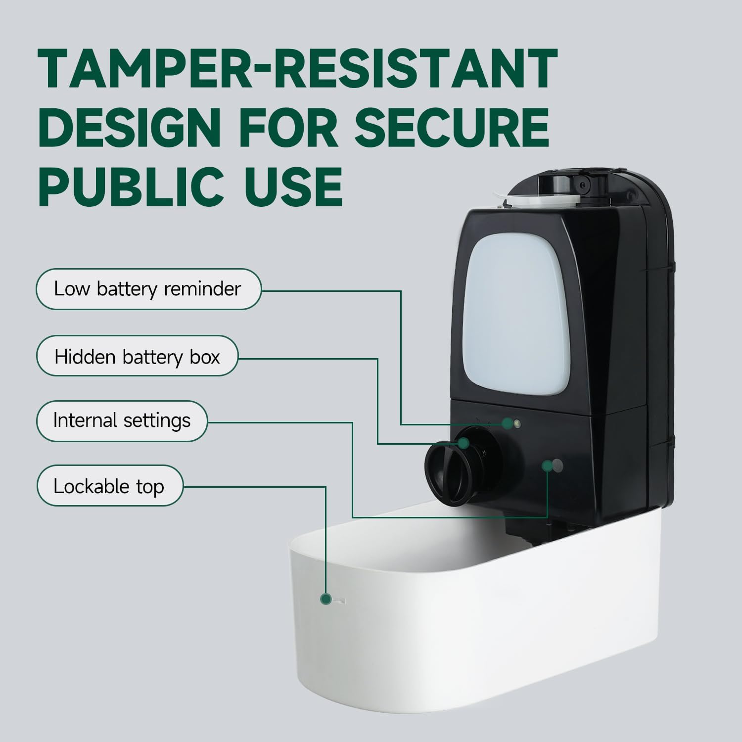 Commercial Automatic Soap Dispenser Large 34oz/1000ml Capacity Wall-Mounted Touchless Liquid Dispenser for High-Traffic Restrooms, Offices, Hospitals Model AD1220S White