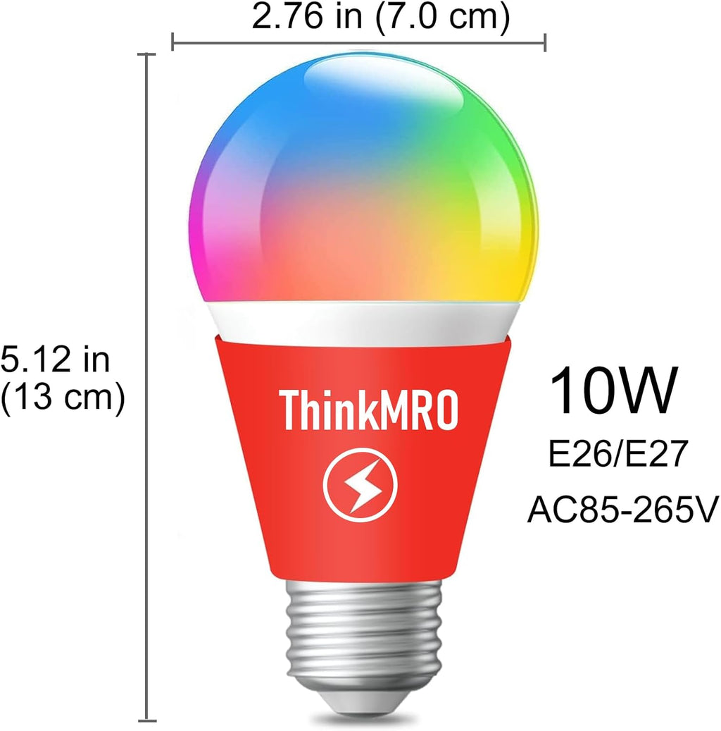 RGBW Bulbs10W (85W Equivalent),A19 E26/27 Multiple Color Changing Light Bulb with Remote,LED Lamp Replace,Warm White,Dimmable Memory Function,Ideal Lighting for Home Decoration,Party,Gardens