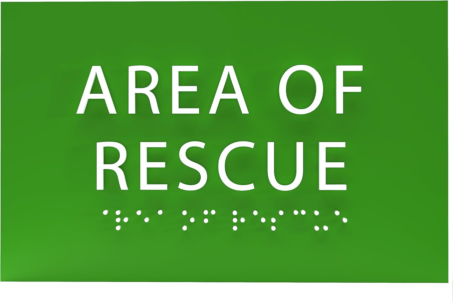 6" X4" Area of Rescue Sign - ADA Compliant Tactile Graphics Grade 2 Braille Text Wall Sign | Emergency Assistance, Refuge Place Sign for Schools, Offices, Apartments & Restaurants