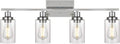 MELUCEE 4-Light Bathroom Lighting Fixtures with Clear Glass Shade Chrome Finish, Modern Vanity Light Wall Mount Lamp for Bedroom Dressing Table Mirror Cabinets Vanity Table (Patent No.: US D963914 S)