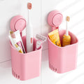 TAILI Suction Toothbrush Holder, Shower Toothbrush Holder for Wall, Powerful Toothpaste Toothbrush Suction Cup, Self-draining Shower Razor Holder, Kitchen Tableware Holder, 2 Pack, Pink