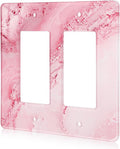 Abstract Pink Marble Design Acrylic Outlet Wall Plate Light Switch Cover Decorative Wall Plate 2 Gang