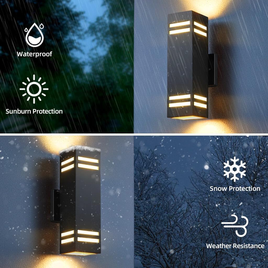 SHIMR Modern RGB Wall Lights Exterior Lights for House, Color Changing Outdoor Sconce Lights with Remote Control, Black Outdoor Light Fixture for House Porch Garage Compatible with Alexa [ETL Listed]