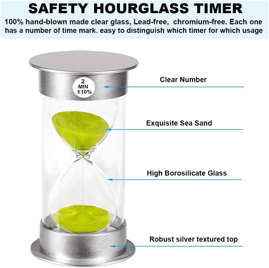 SuLiao Sand Timer 2 Minute Hourglass： Large Unbreakable Blue Sand Watch 2 Min, Colorful Plastic Hour Glass Sandglass for Kids, Games, Decorative, Classroom, Toothbrush Timer…