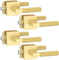 Asidrama 4 Pack Gold Passage Door Handles, Door Lever with Door Knobs Indoor for Bedroom or Bathroom, Heavy Duty Door Handles Interior with Locks for Left Right Sided Doors