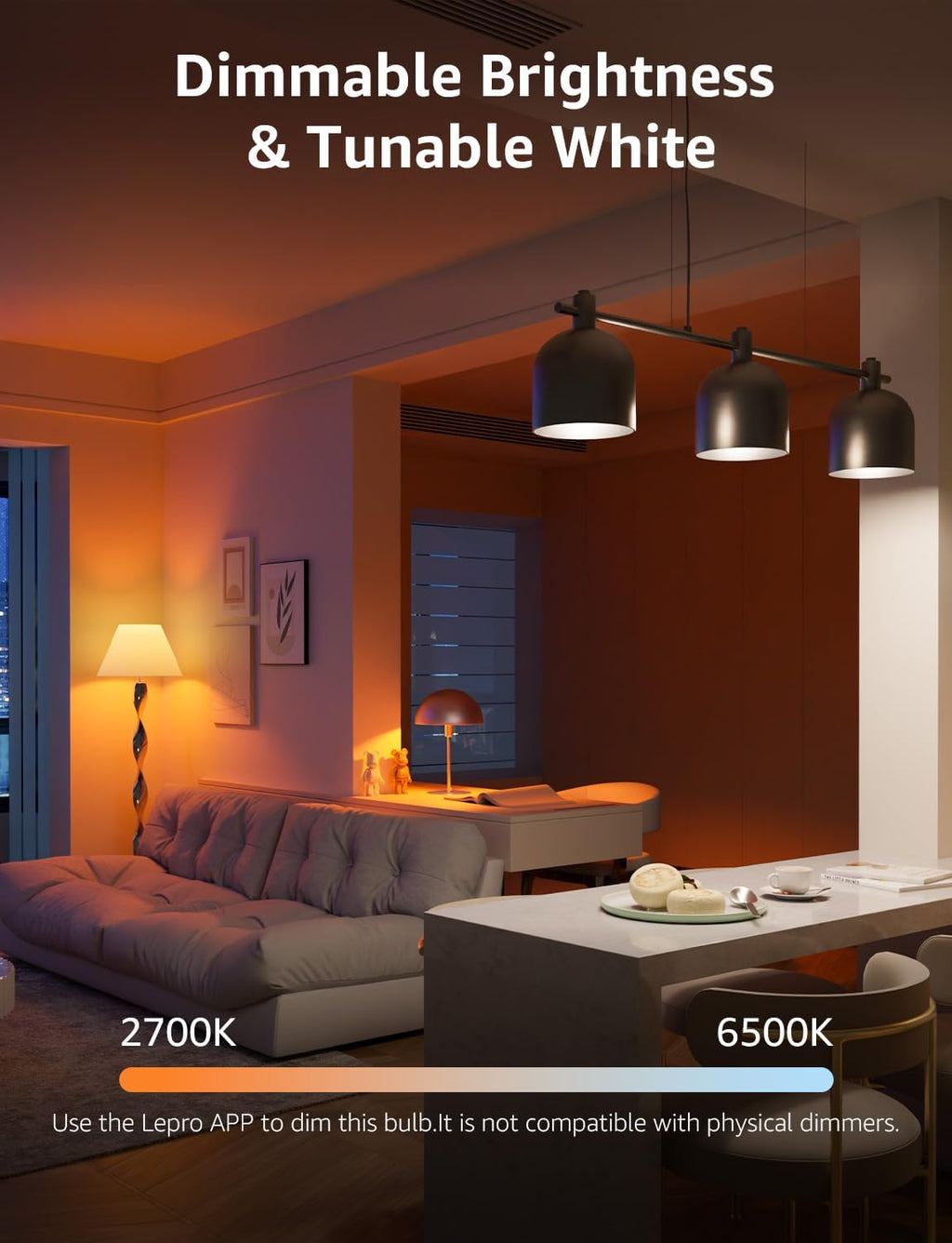 Lepro B3 AI Smart Light Bulbs - 1500LM 100W Equivalent A21 Bulb, WiFi & Bluetooth RGBWW Color Changing, Works with Alexa & Google Assistant, AI Voice Control by App, Music Sync, 2.4GHz Only (4 Pack)