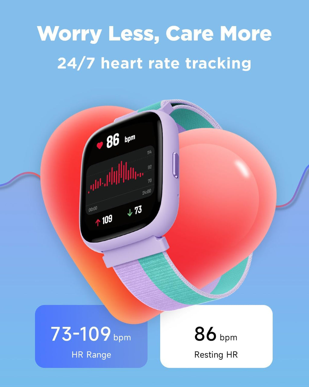 BIGGERFIVE Smart Watch for Kids, 1.8" Fitness Tracker Watch Pedometer, Heart Rate, IP68 Waterproof, Sleep Monitor, Calorie Step Counter, 5 Puzzle Games with/Without APP for Girls Teens 5-16, Nylon