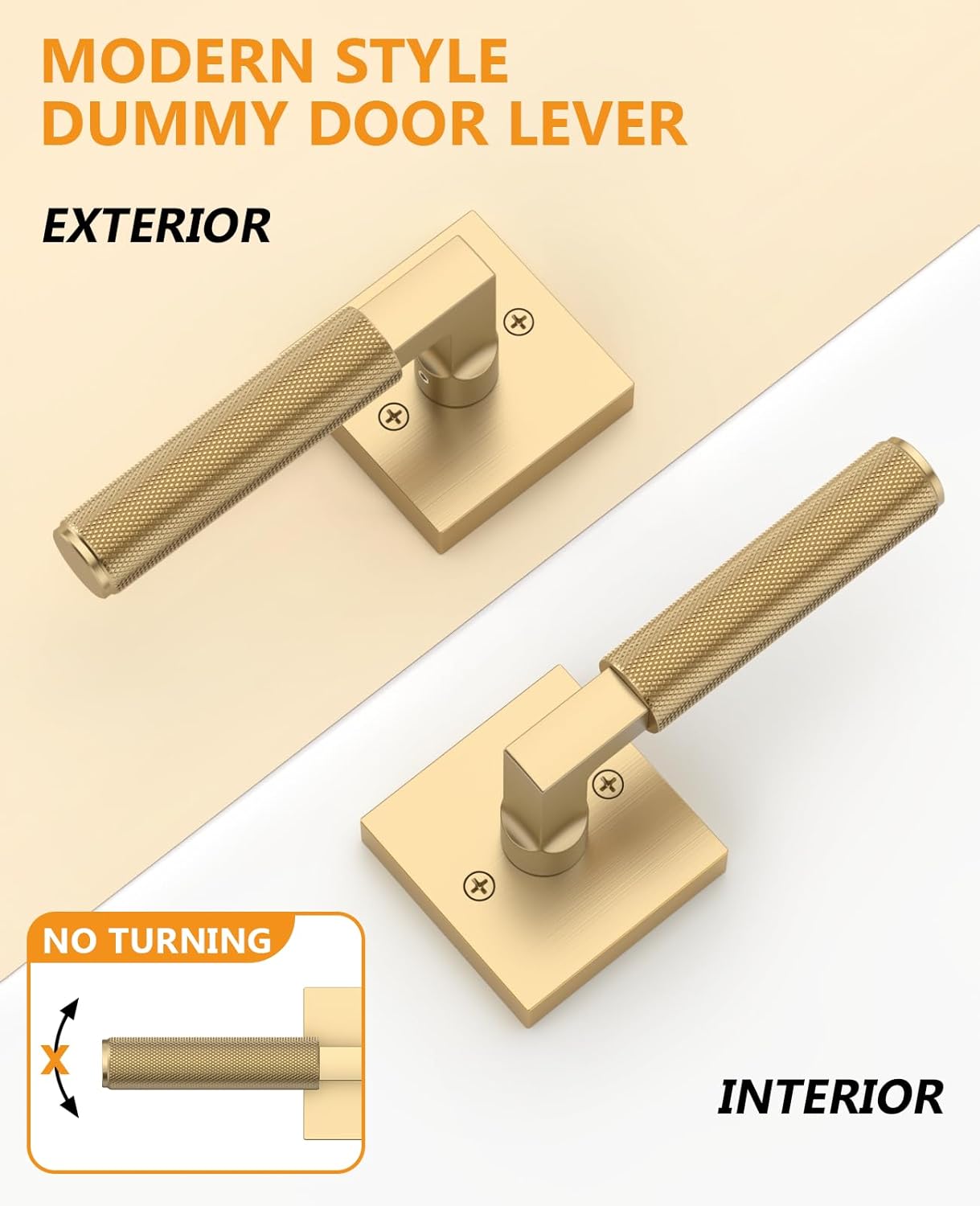 Asidrama 2 Pack Champagne Bronze Dummy Door Handles, Non-Turning Decorative Door Lever with Door Knobs for Closet, French Double Doors, Pantry & Interior Push/Pull Use 09