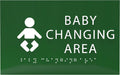 6" X4" Baby Changing Area Sign | Tactile Graphics Grade 2 Braille Text Baby Care Sign| ADA Compliant Wall Mount Plastic Restroom Sign for Hospital, Offices, Clinics and Apartments