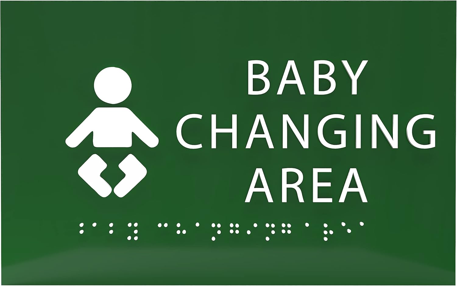 6" X4" Baby Changing Area Sign | Tactile Graphics Grade 2 Braille Text Baby Care Sign| ADA Compliant Wall Mount Plastic Restroom Sign for Hospital, Offices, Clinics and Apartments
