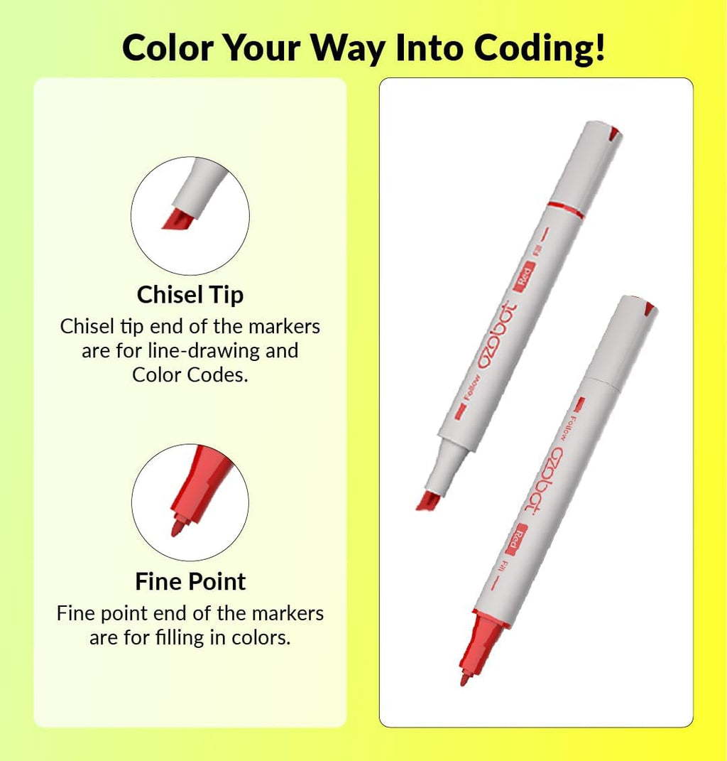 Ozobot Color Coding Markers, Color Variety for Creative STEM Education, Classroom & Home, Enhances Problem Solving & Critical Thinking Skills, Suitable for Ages 6+, Dual-Sided, 5 Pack