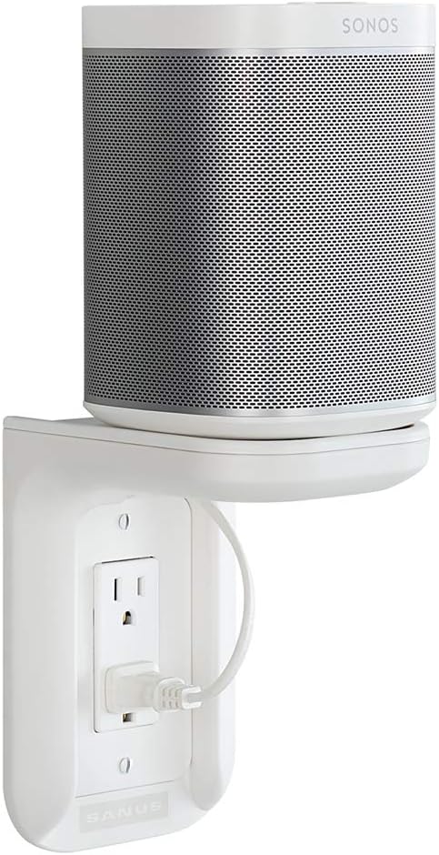 Sanus Outlet Shelf Speaker Mount - Heavy Duty Shelf Holds Devices up to 10 lbs - DIY Install Works with Both Standard & Decora Outlets - Perfect for Sonos & Other Smart Speakers