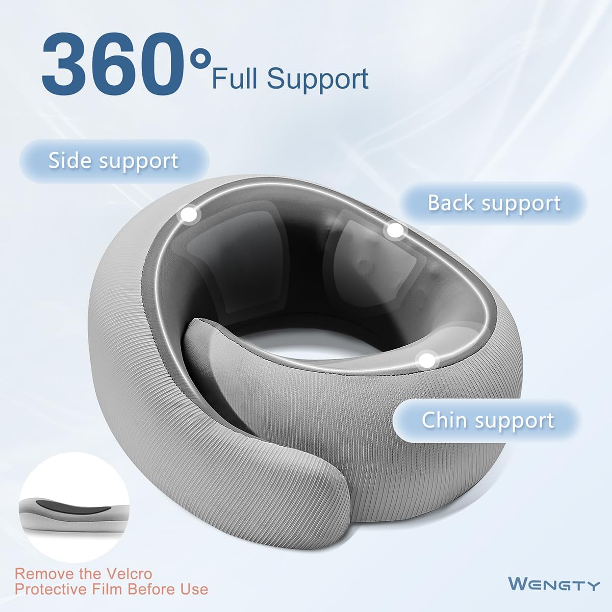 Neck Pillow for Traveling,Travel Neck Pillow for Airplanes,Cooling Fabric&100% Pure Memory Foam,Neck Pain Relief,Ergonomic Support for Long Flight (Gray, Compact Size-(Petite Fit)