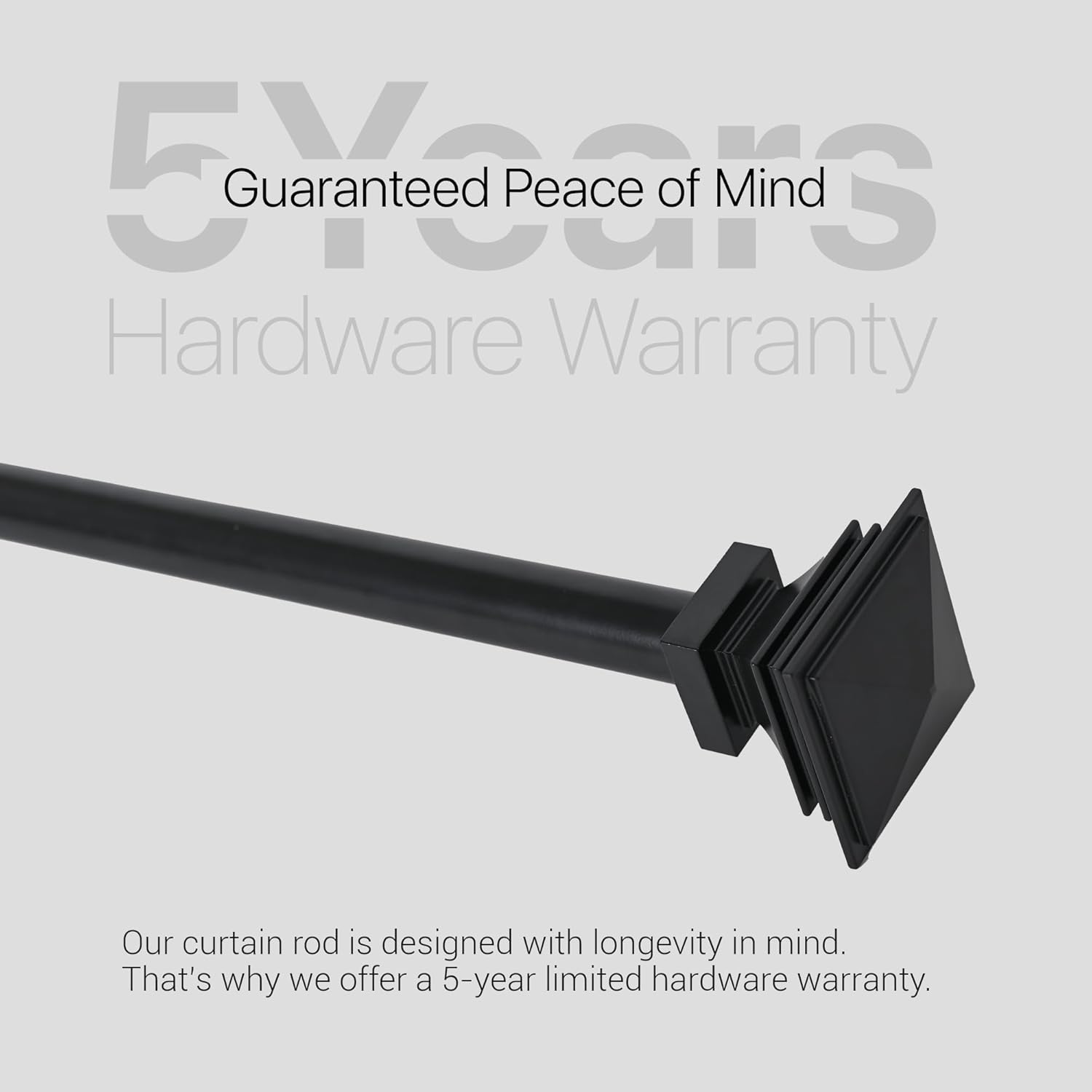 Deco Window Adjustable Curtain Rod for Windows 44 to 120 Inch (Pack of 1) Extendable Heavy Duty 1 Inch Iron Drapery Pole with Finials Wall Mounted French Door Curtain Rods (Black)