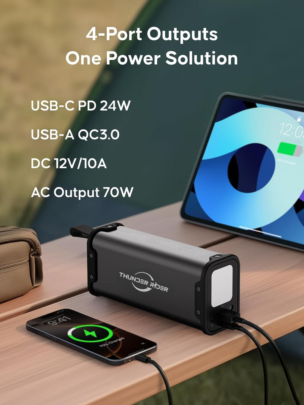 Portable Power Station 99Wh 27000mAh Camping Lithium Battery Large Power Bank with AC Outlet 70W for Home Backup Outdoor Emergency RV Van Hunting