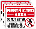 T&R Large Restricted Area Do Not Enter Authorized Personnel Only Sign - 4 Pack - 14 x 10 Inches Rust Free .040 Aluminum - UV Protected, Waterproof, Weatherproof and Fade Resistant - 6 Pre-drilled Holes