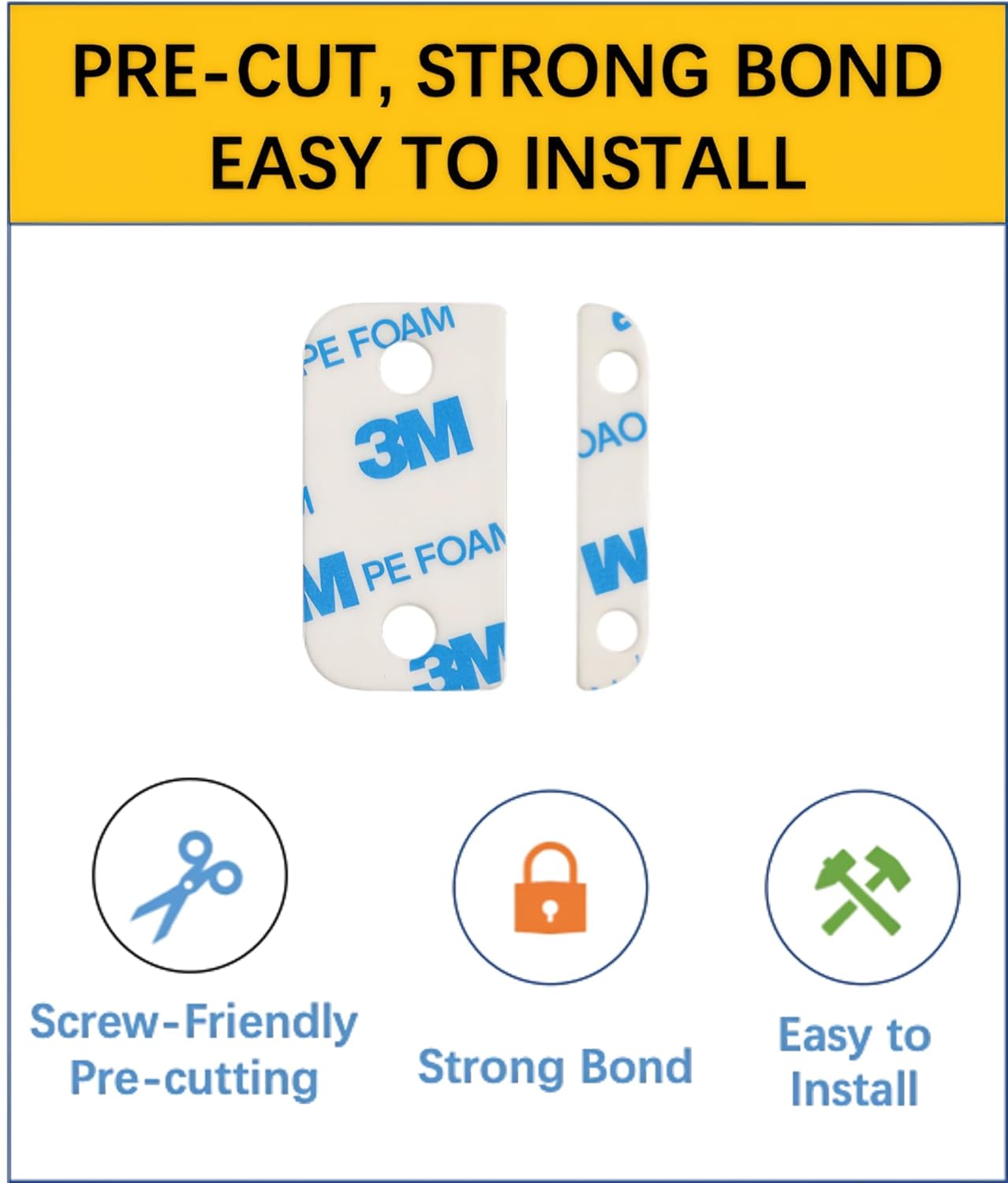 Adhesive Replacement Strips for Ring Contact Sensor 2nd Gen - Pre-Cut Double-Sided Tape 12-Pack (12Sensor&12Magnet Pads), No Cutting Needed, Secure Mounting for Door/Window Alarm Systems (12 Pack)