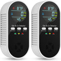 5-in-1 Carbon Monoxide Detectors, Natural Gas Leak Detector, Plug-in & Battery Backup Co Detector, HD Digital Display, CO Gas Temp Humidity Sensor, 2-Pcs, Black
