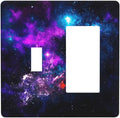 Outer Space Colorful Starry Sky Galaxy Planet Outlet Covers 1 Toggle 1 Rocker Combination Decorative Wall Plate Electrical Switch Plates Light Switch Cover Plate for Bed Room Living Room Decor