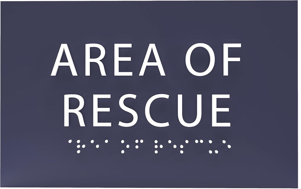 6" X4" Area of Rescue Sign - ADA Compliant Tactile Graphics Grade 2 Braille Text Wall Sign | Emergency Assistance, Refuge Place Sign for Schools, Offices, Apartments & Restaurants