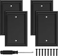 Black Modern Decorative Wall Plate Light Switch Cover Decorator Outlet Covers Rocker Switch Plates Bamboo Fiber Material Wall Plates for Kitchen Bathroom (1 Gang Single Blank-4 Pack)