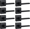 8 Pack Dummy Door Levers in Matte Black, Heavy Duty Interior Handle Lock for Closet Pantry, Non-Turning, Single Sided, Reversible for Left/Right Hand