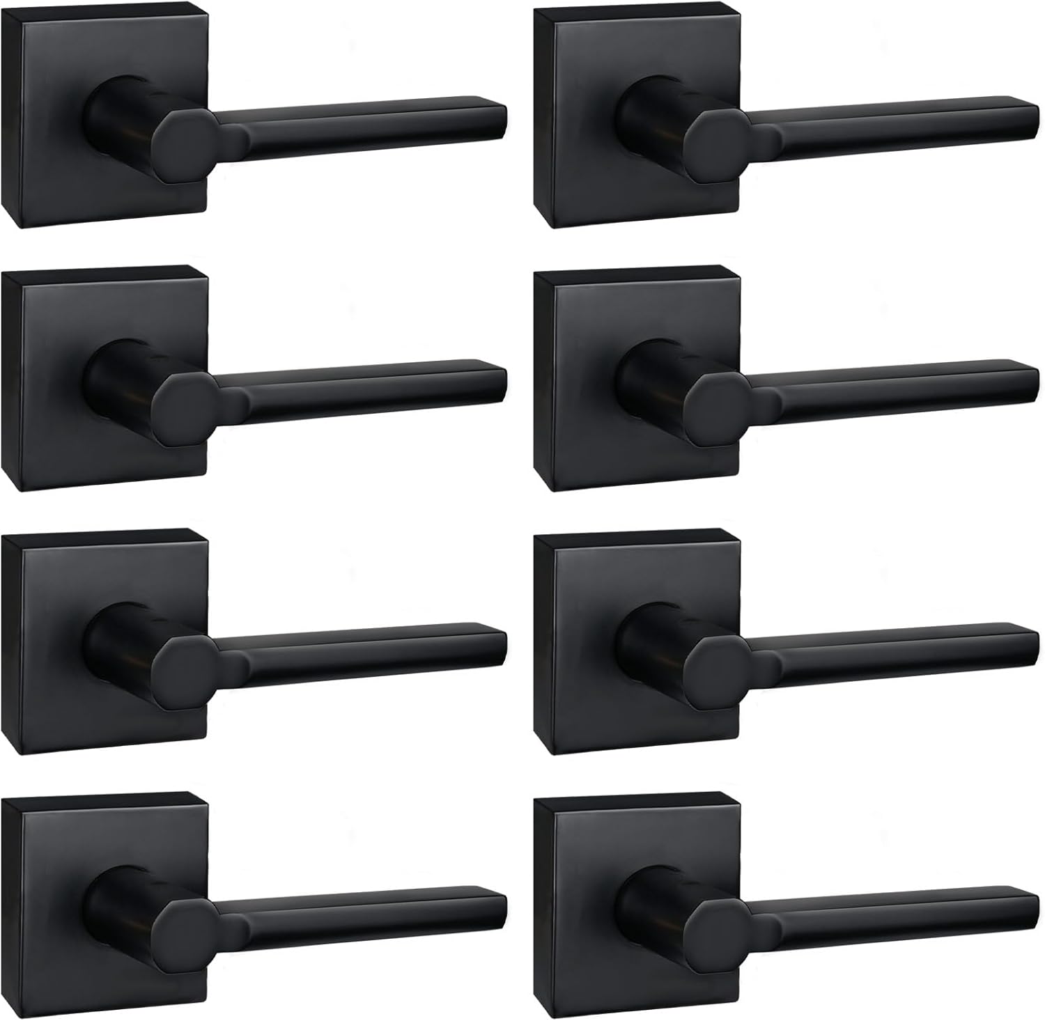 8 Pack Dummy Door Levers in Matte Black, Heavy Duty Interior Handle Lock for Closet Pantry, Non-Turning, Single Sided, Reversible for Left/Right Hand