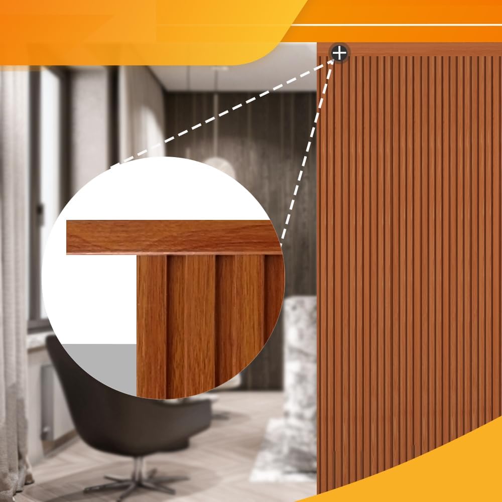 OUZUGIE 8-Pack 57 Inches, WPC Slat Wall Panel Trim,Corner Guard for Low Grille (Teak)