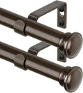TONIAL 2 Pack Curtain Rods 32 to 58 Inch, Telescoping Splicing 3/4 Inch Single Rods for Windows Decorative Drapery Rod with Small Finial, Bronze