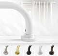 White Wrap Around Curtain Rods 48 to 90 Inch:Blackout Heavy duty Adjustable Window Curtain Rod for Bedroom,Industrial Darkening Curved French Metal Single Drapery Rods Easy Install,Pure White