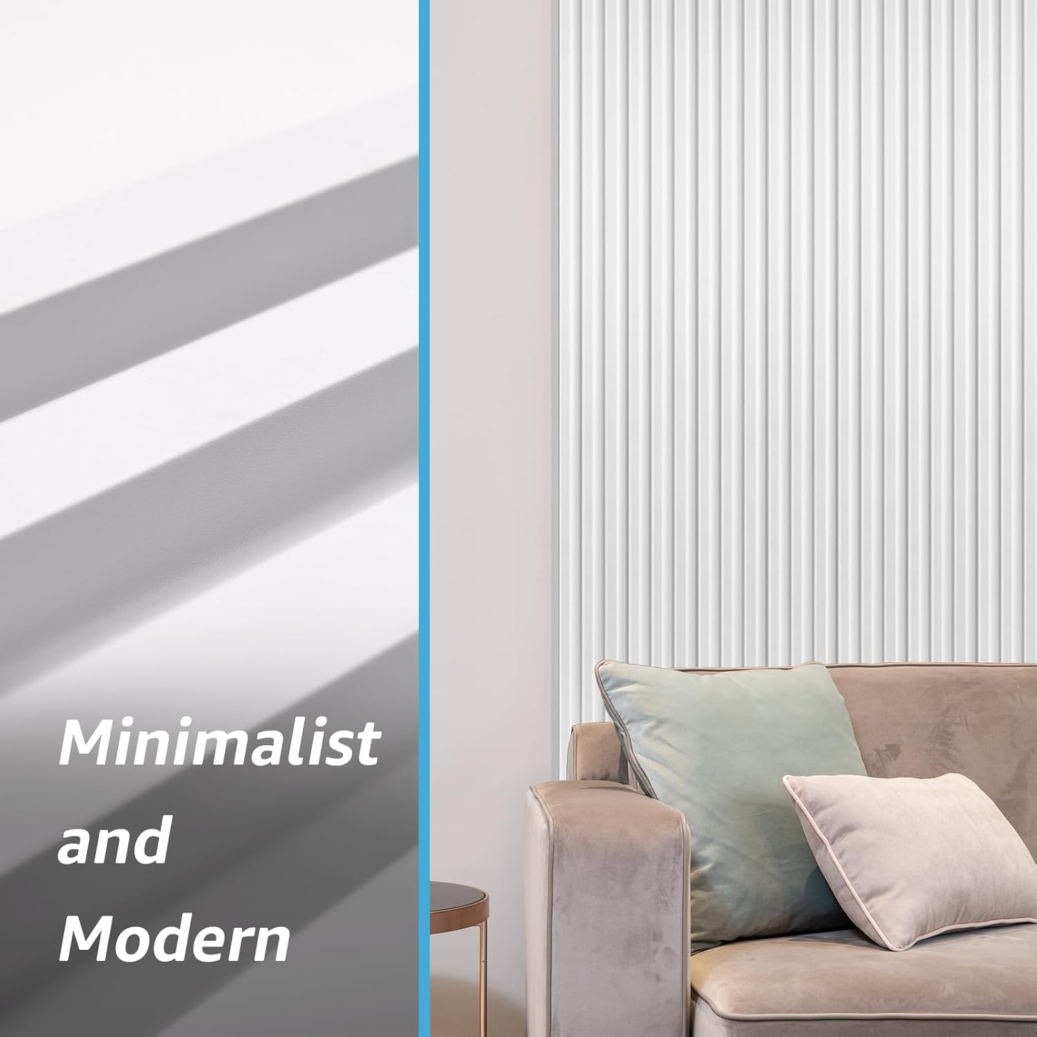 Art3d 8-Pack 96 x 6in. WPC Acoustic Slat Wall Panel for Modern Interior Decor, TV Background, Living Room, Matte White