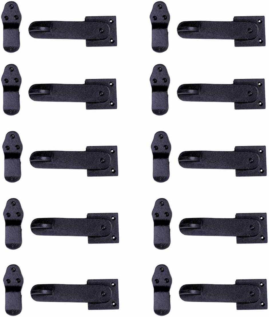 Renovators Supply Manufacturing Black Wrought Iron Gate Flip Latch 5.75" L Antique Medium to Light Duty Two Sided Flip Locks Rust Resistant Powder Coated Barn Door Latches with Hardware Pack of 10