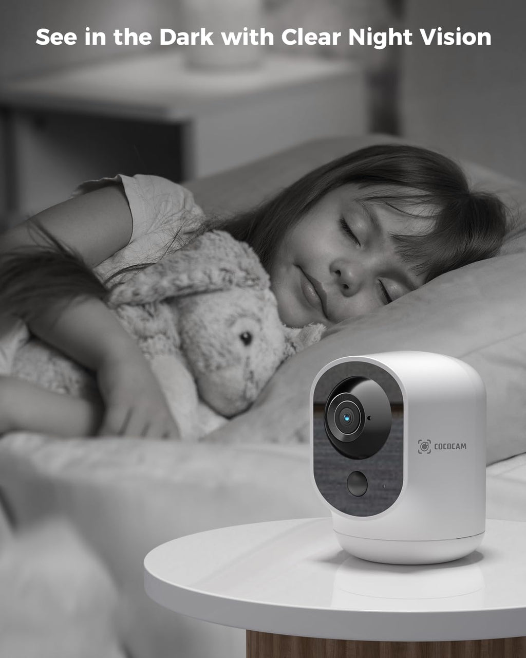 COCOCAM 2K Indoor Pan/Tilt Security Camera with 5200mAh Battery, WiFi Camera,Wireless for Baby Monitor/Pet/Home Security, AI Recognition, PIR Human Detection, 2.4G WiFi (White)